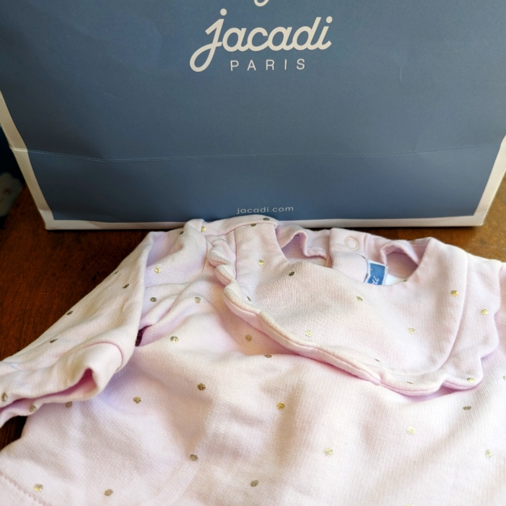 Jacadi 1mo pale pink jumper set matching